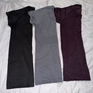 Set of Three Short Sleeve Tops - Black, Gray, and Purple